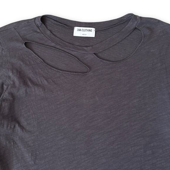 LNA Revolve Double Cut Slub Tee M Charcoal Gray‎ SoftGrunge CoolGirl Minimalist - Picture 4 of 7